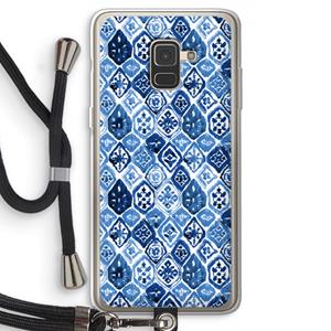 CaseCompany Blauw motief: Samsung Galaxy A8 (2018) Transparant Hoesje met koord