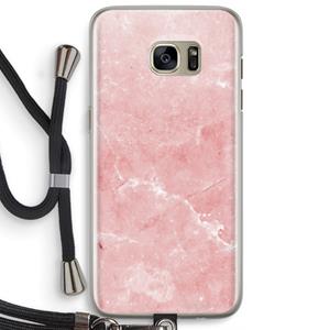 CaseCompany Roze marmer: Samsung Galaxy S7 Edge Transparant Hoesje met koord