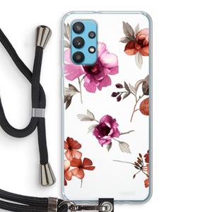 CaseCompany Geschilderde bloemen: Samsung Galaxy A32 4G Transparant Hoesje met koord