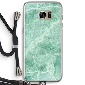 CaseCompany Groen marmer: Samsung Galaxy S7 Edge Transparant Hoesje met koord