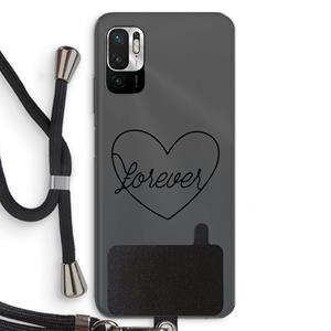 CaseCompany Forever heart black: Xiaomi Redmi Note 10 5G Transparant Hoesje met koord
