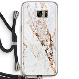 CaseCompany Goud marmer: Samsung Galaxy S7 Edge Transparant Hoesje met koord