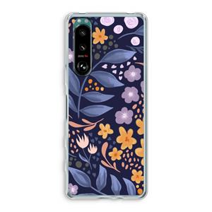 CaseCompany Flowers with blue leaves: Sony Xperia 5 III Transparant Hoesje