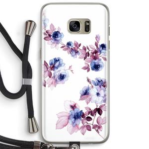 CaseCompany Waterverf bloemen: Samsung Galaxy S7 Edge Transparant Hoesje met koord
