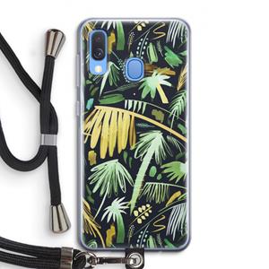 CaseCompany Tropical Palms Dark: Samsung Galaxy A40 Transparant Hoesje met koord
