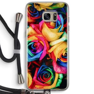 CaseCompany Neon bloemen: Samsung Galaxy S7 Edge Transparant Hoesje met koord