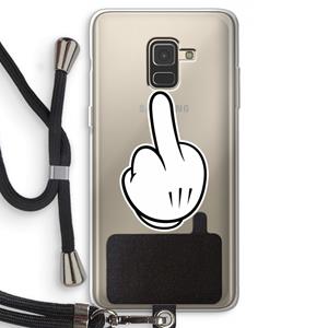 CaseCompany Middle finger white: Samsung Galaxy A8 (2018) Transparant Hoesje met koord