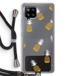 CaseCompany Ananasjes: Samsung Galaxy A42 5G Transparant Hoesje met koord