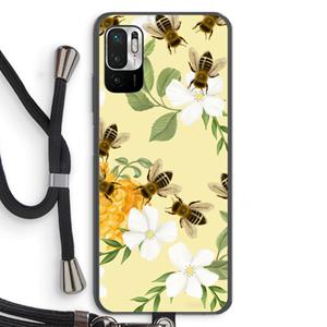 CaseCompany No flowers without bees: Xiaomi Redmi Note 10 5G Transparant Hoesje met koord