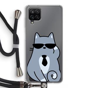 CaseCompany Cool cat: Samsung Galaxy A12 Transparant Hoesje met koord