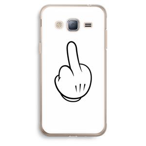 CaseCompany Middle finger white: Samsung Galaxy J3 (2016) Transparant Hoesje