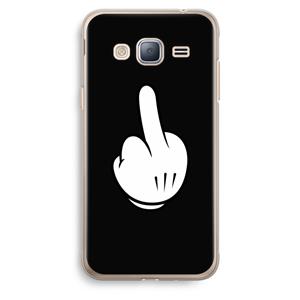 CaseCompany Middle finger black: Samsung Galaxy J3 (2016) Transparant Hoesje