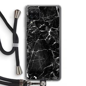 CaseCompany Zwart Marmer 2: Samsung Galaxy A12 Transparant Hoesje met koord