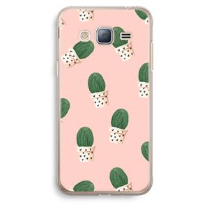 CaseCompany Cactusprint roze: Samsung Galaxy J3 (2016) Transparant Hoesje