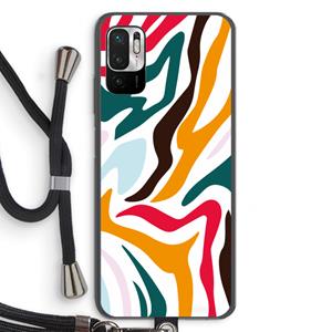 CaseCompany Colored Zebra: Xiaomi Redmi Note 10 5G Transparant Hoesje met koord
