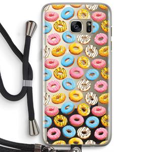 CaseCompany Pink donuts: Samsung Galaxy S7 Edge Transparant Hoesje met koord