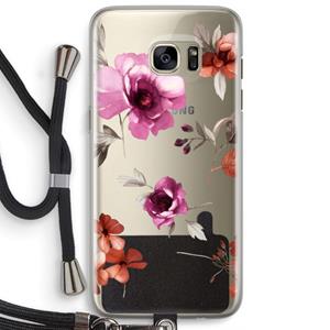 CaseCompany Geschilderde bloemen: Samsung Galaxy S7 Edge Transparant Hoesje met koord
