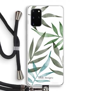 CaseCompany Tropical watercolor leaves: Samsung Galaxy S20 Plus Transparant Hoesje met koord