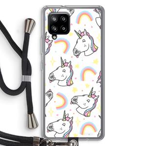 CaseCompany Rainbow Unicorn: Samsung Galaxy A42 5G Transparant Hoesje met koord