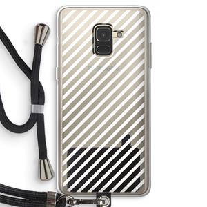 CaseCompany Strepen zwart-wit: Samsung Galaxy A8 (2018) Transparant Hoesje met koord