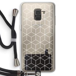 CaseCompany Zwart-witte kubussen: Samsung Galaxy A8 (2018) Transparant Hoesje met koord