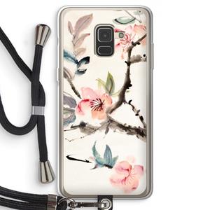 CaseCompany Japanse bloemen: Samsung Galaxy A8 (2018) Transparant Hoesje met koord