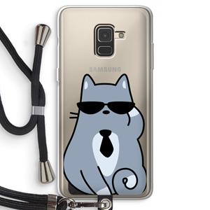 CaseCompany Cool cat: Samsung Galaxy A8 (2018) Transparant Hoesje met koord