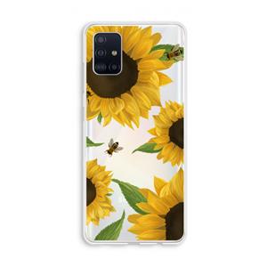 CaseCompany Sunflower and bees: Galaxy A51 4G Transparant Hoesje
