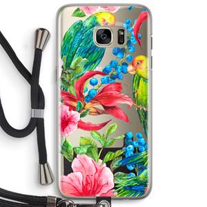 CaseCompany Papegaaien: Samsung Galaxy S7 Edge Transparant Hoesje met koord