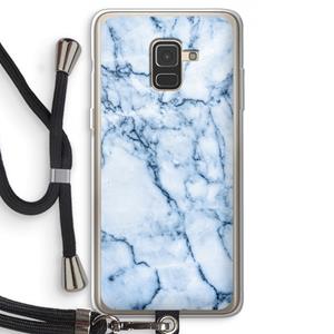 CaseCompany Blauw marmer: Samsung Galaxy A8 (2018) Transparant Hoesje met koord