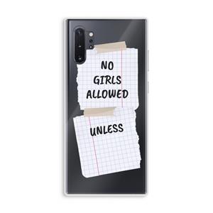 CaseCompany No Girls Allowed Unless: Samsung Galaxy Note 10 Plus Transparant Hoesje