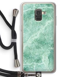 CaseCompany Groen marmer: Samsung Galaxy A8 (2018) Transparant Hoesje met koord