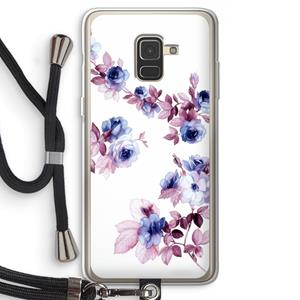 CaseCompany Waterverf bloemen: Samsung Galaxy A8 (2018) Transparant Hoesje met koord