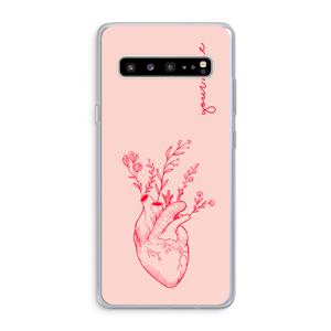 CaseCompany Blooming Heart: Samsung Galaxy S10 5G Transparant Hoesje