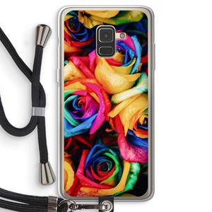 CaseCompany Neon bloemen: Samsung Galaxy A8 (2018) Transparant Hoesje met koord