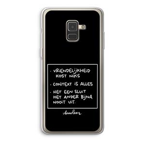 CaseCompany Mijn Motto's: Samsung Galaxy A8 (2018) Transparant Hoesje