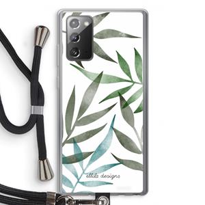 CaseCompany Tropical watercolor leaves: Samsung Galaxy Note 20 / Note 20 5G Transparant Hoesje met koord