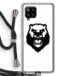 CaseCompany Angry Bear (white): Samsung Galaxy A42 5G Transparant Hoesje met koord
