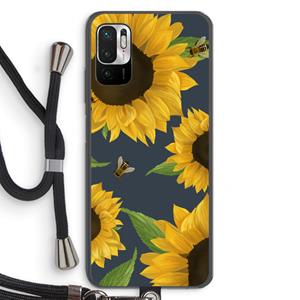 CaseCompany Sunflower and bees: Xiaomi Redmi Note 10 5G Transparant Hoesje met koord