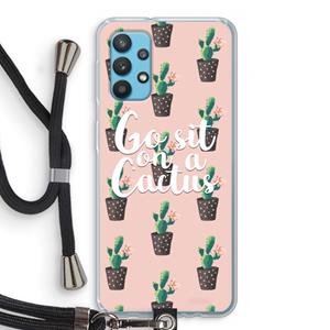 CaseCompany Cactus quote: Samsung Galaxy A32 4G Transparant Hoesje met koord