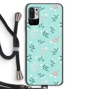 CaseCompany Small white flowers: Xiaomi Redmi Note 10 5G Transparant Hoesje met koord