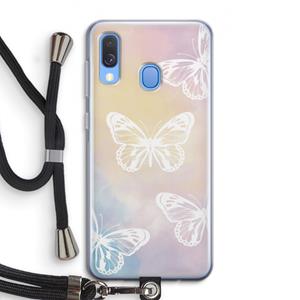 CaseCompany White butterfly: Samsung Galaxy A40 Transparant Hoesje met koord