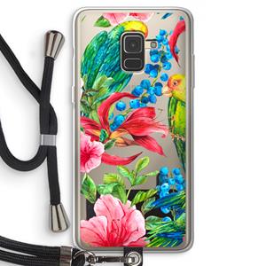 CaseCompany Papegaaien: Samsung Galaxy A8 (2018) Transparant Hoesje met koord