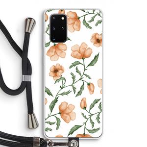 CaseCompany Peachy flowers: Samsung Galaxy S20 Plus Transparant Hoesje met koord