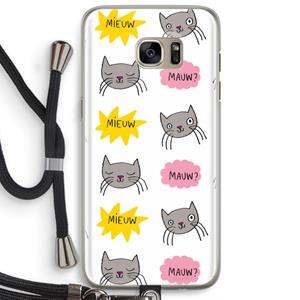 CaseCompany Meow: Samsung Galaxy S7 Edge Transparant Hoesje met koord