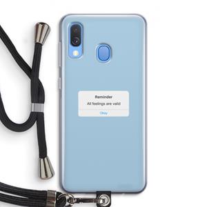 CaseCompany Reminder: Samsung Galaxy A40 Transparant Hoesje met koord