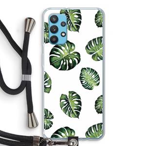 CaseCompany Tropische bladeren: Samsung Galaxy A32 4G Transparant Hoesje met koord