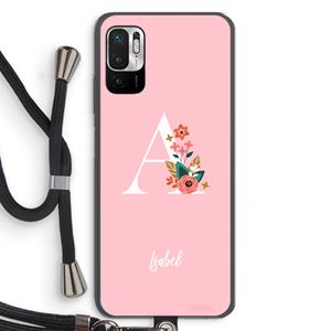 CaseCompany Pink Bouquet: Xiaomi Redmi Note 10 5G Transparant Hoesje met koord