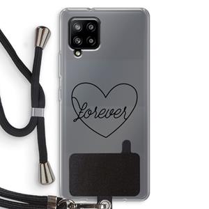 CaseCompany Forever heart black: Samsung Galaxy A42 5G Transparant Hoesje met koord
