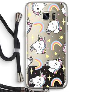 CaseCompany Rainbow Unicorn: Samsung Galaxy S7 Edge Transparant Hoesje met koord
